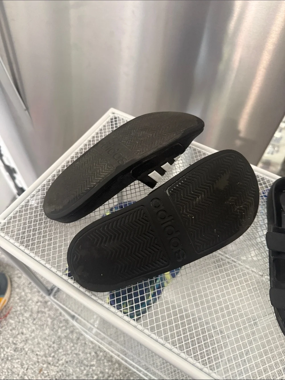 adidas Black Slide Sandals with White Stripes